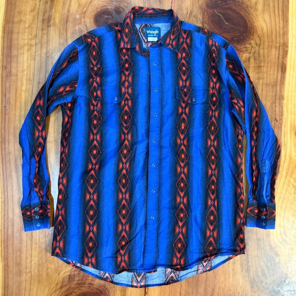 Vintage 90s Wrangler Aztec Shirt Mens XL Brush hopper Western Cotton UU19